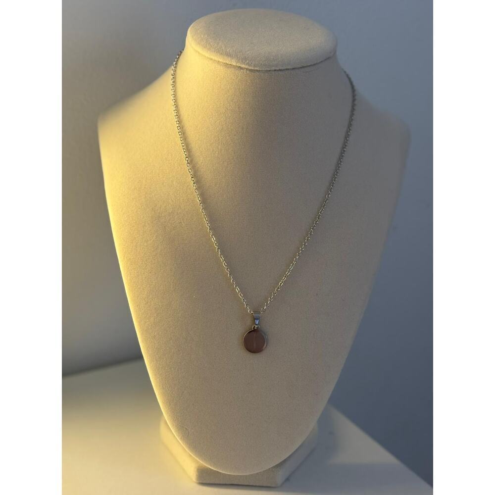 Minimal Round Pendant Necklace Gold Silver Disc Stainless Steel Unisex - Picture 2 of 6